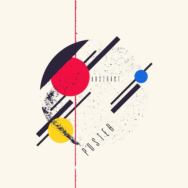 Fondo geométrico abstracto retro. El cartel con las figuras planas. Ilustración vectorial.