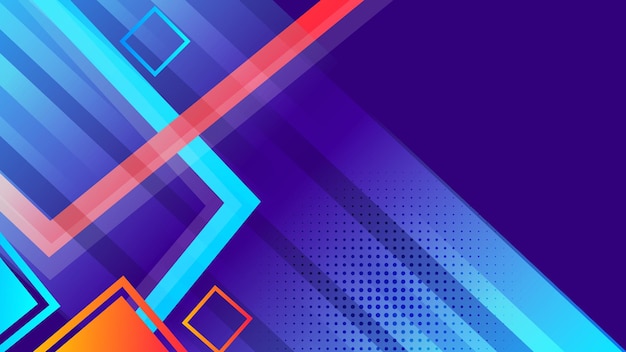 Fondo geométrico abstracto vectorial azul y naranja con diseño de líneas