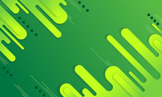Fondo geométrico abstracto verde y amarillo con formas y líneas redondeadas