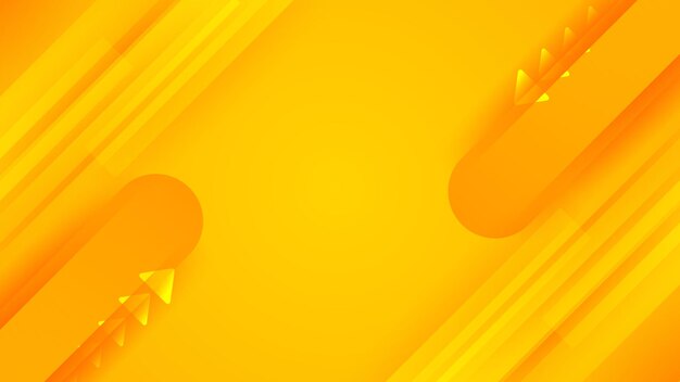 Fondo geométrico amarillo abstracto y patrón de línea naranja dinámico con forma de sombra