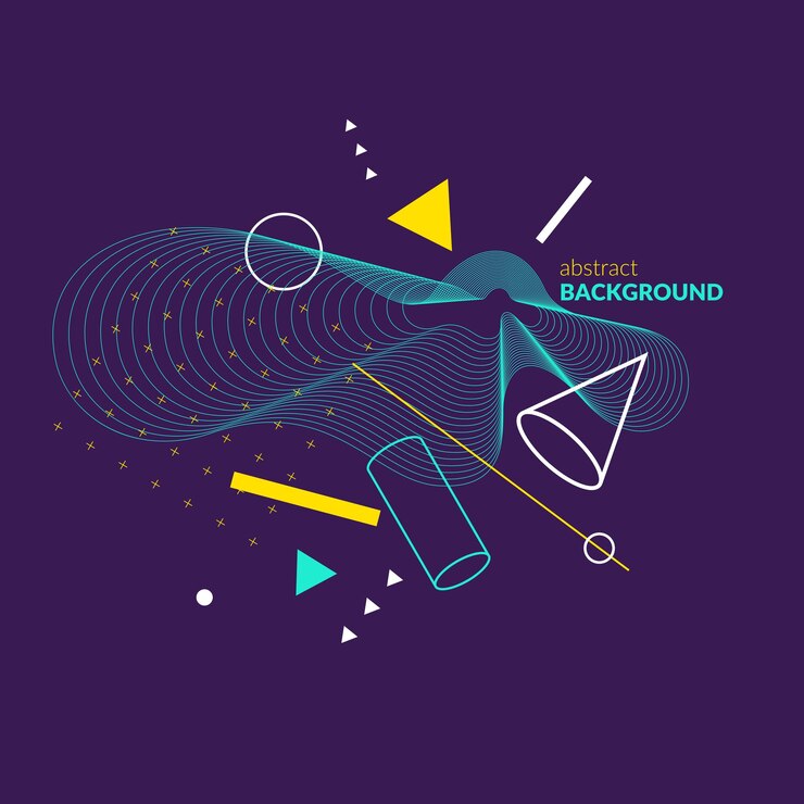Vector fondo geométrico de arte abstracto de moda con estilo plano y minimalista de memphis. cartel de vector con elementos de diseño