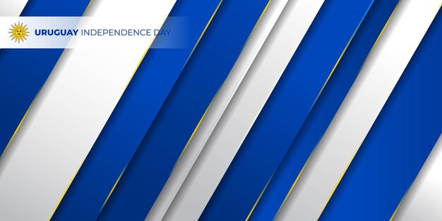 Fondo geométrico azul y blanco para el diseño del Día de la Independencia de Uruguay