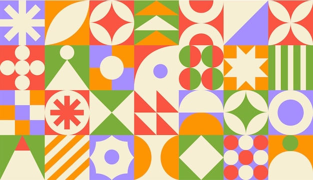 Fondo geométrico de Bauhaus Estandarte suizo abstracto de moda Ilustración vectorial