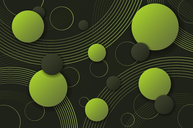 Fondo geométrico de círculos verdes degradados