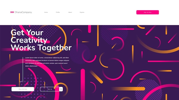 Vector fondo geométrico colores brillantes y composiciones de formas dinámicas sitio web página de aterrizaje plantilla para sitios web o aplicaciones diseño moderno