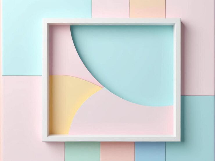 Vector fondo geométrico de colores pastel con formas geométricas y colores pastel pasta de renderización 3d