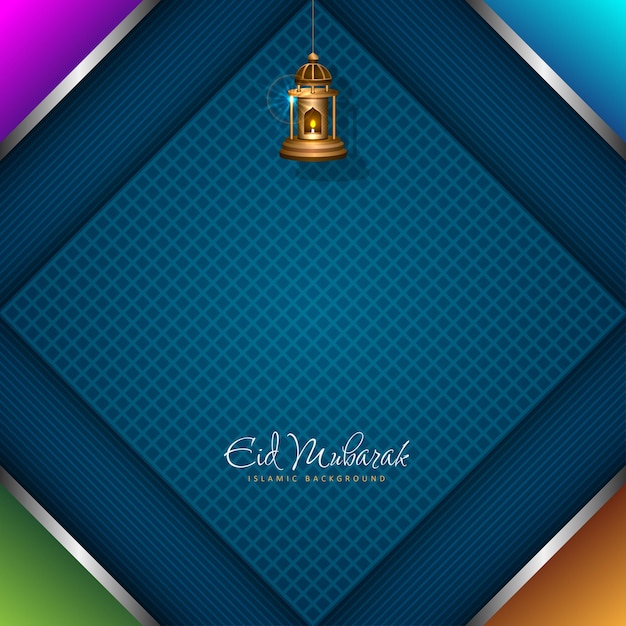 Fondo geométrico colorido para el diseño de saludo islámico Eid Mubarak Eid Fitr Ramadhan Kareem