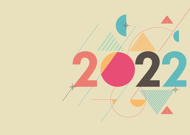 Vector fondo geométrico colorido feliz año nuevo 2022