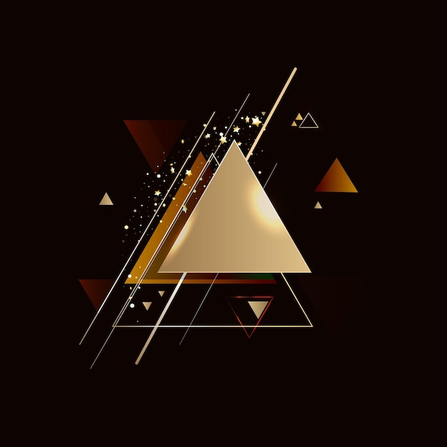 Fondo geométrico dorado abstracto con triángulos