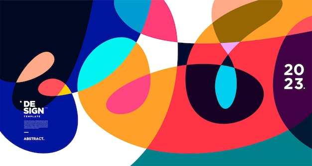 Fondo geométrico y fluido abstracto colorido vectorial para el nuevo año 2023