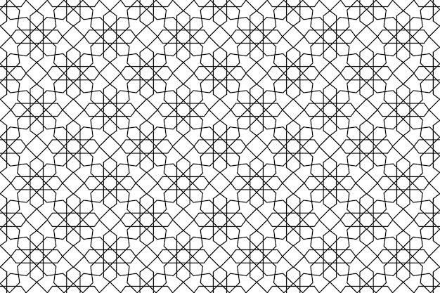 Fondo geométrico islámico con línea negra sobre fondo blanco