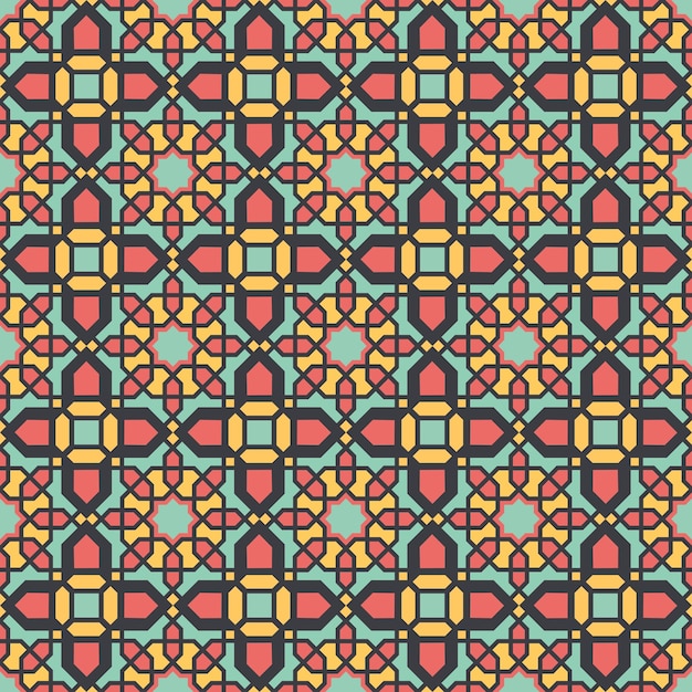 Fondo geométrico islámico Patrón sin costuras Ornamento tradicional de azulejos Ilustración vectorial