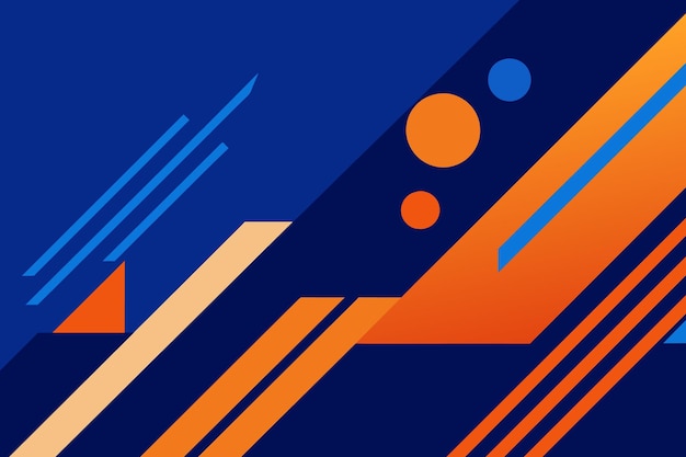 Fondo geométrico mínimo Composición de formas azules dinámicas con líneas naranjas Fondo abstracto