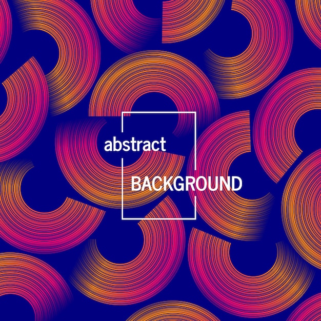 Fondo geométrico de moda con formas de círculos abstractos. Diseño de patrón dinámico futurista. Ilustración vectorial