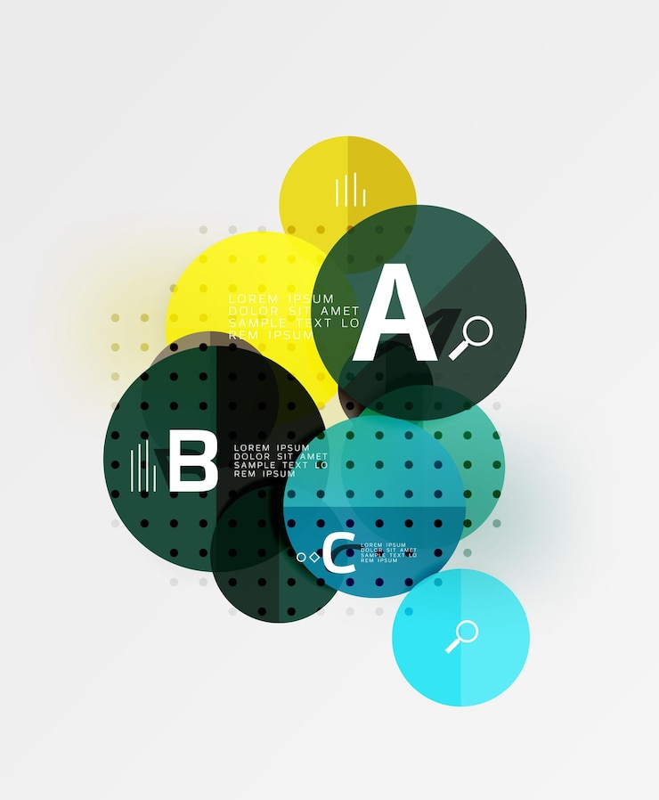 Vector fondo geométrico moderno de burbujas de círculo de vector con diseño de carta de opción fondo de plantilla de vector para opciones de número de diagrama de diseño de flujo de trabajo o diseño web