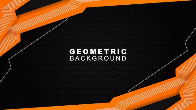 Fondo geométrico en naranja y negro con un fondo de estilo de patrón hexagonal para banner
