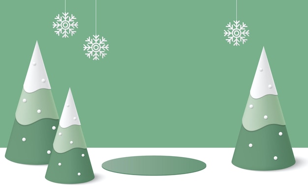 Fondo geométrico de navidad verde con un podio de producto