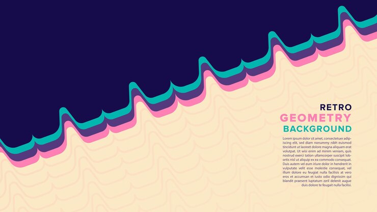 Fondo geométrico de onda de música de línea con colores retro. Diseño vectorial