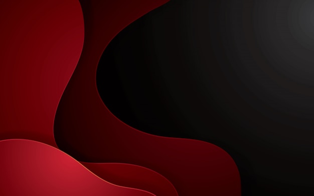 Fondo geométrico del papercut abstracto rojo. Decoración de papercut con capas onduladas.