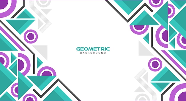 Fondo geométrico plano verde y púrpura