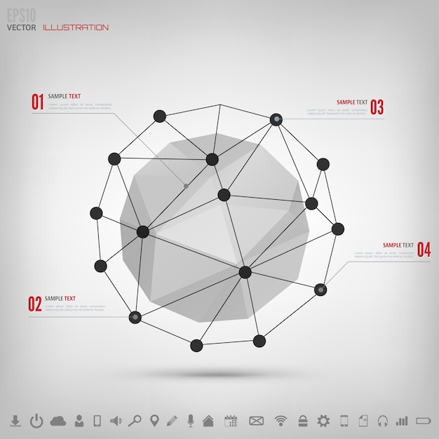 Fondo geométrico poligonal abstracto con elementos de triángulo de iconos web