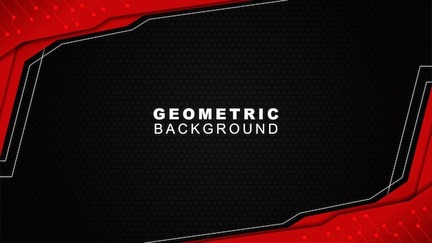 Fondo geométrico en rojo y negro con un fondo de estilo de patrón hexagonal para banner