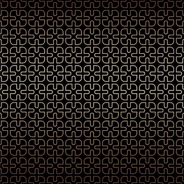 Fondo geométrico simple de patrones sin fisuras lineales dorados y negros, estilo art deco