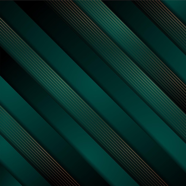 Fondo geométrico técnico abstracto verde oscuro y dorado