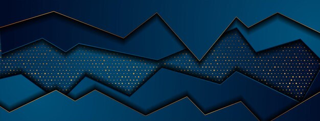 Fondo geométrico de tecnología abstracta azul oscuro y dorado