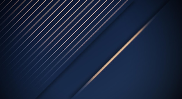 Fondo geométrico de tecnología abstracta de brillo de lujo azul oscuro y dorado con espacio de copia de texto