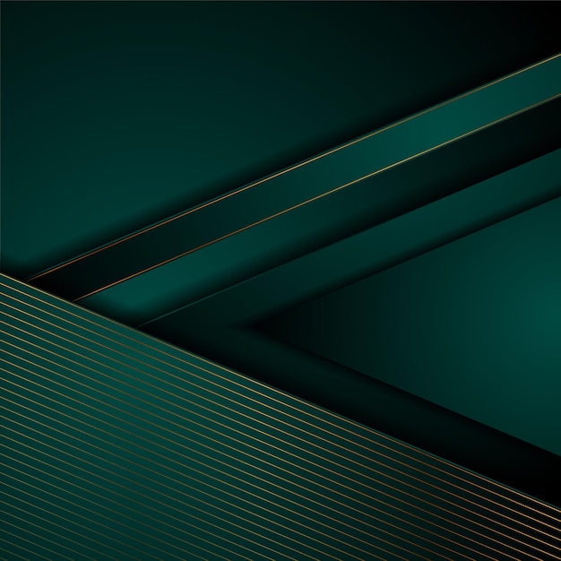 Fondo geométrico de tecnología abstracta verde oscuro y dorado
