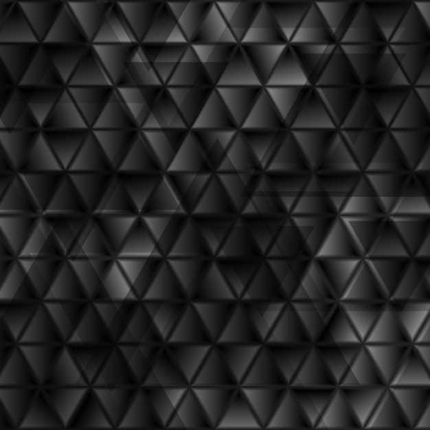 Fondo geométrico de triángulos brillantes negros de tecnología abstracta