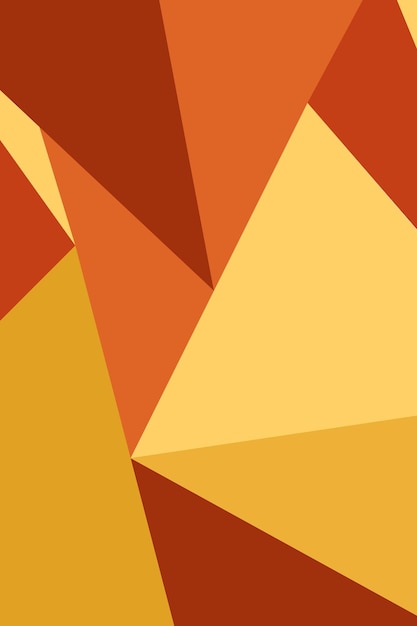 Fondo geométrico vectorial con triángulos amarillos, naranjas y rojos