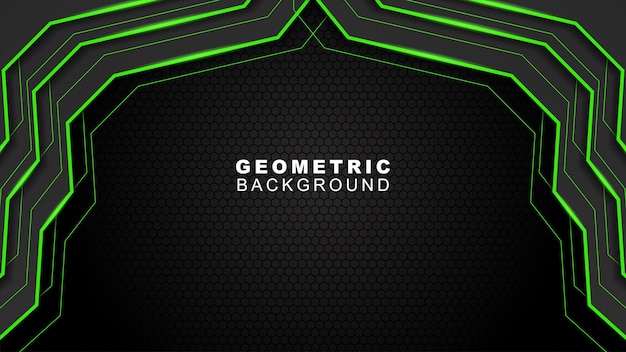 Fondo geométrico en verde y negro con un patrón hexagonal