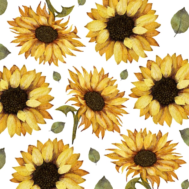 Vector fondo de girasol pintado con acuarelas