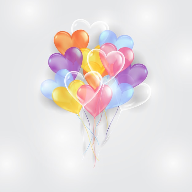 Fondo de globos coloridos con forma de corazón