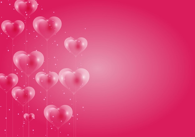 Fondo de globos de corazones rosas con espacio