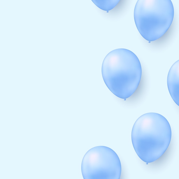 Fondo con globos de helio azul realistas.