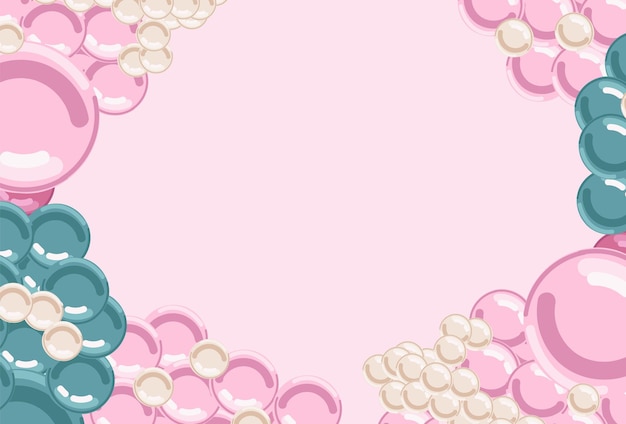 Fondo con globos inflables Día de San Valentín Día de la mujer Diseño del día de la madre en estilo plano Fondo festivo banner tarjeta de felicitación y volante Ilustración vectorial