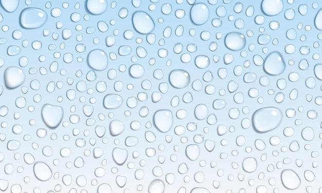 Fondo de gotas de agua en la superficie en colores azul claro