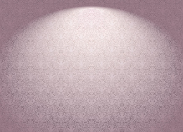 Fondo gótico vintage en color rosa en estilo rococó barroco con adorno antiguo clásico Papel pintado de oro real de lujo con iluminación de escenario Ilustración vectorial