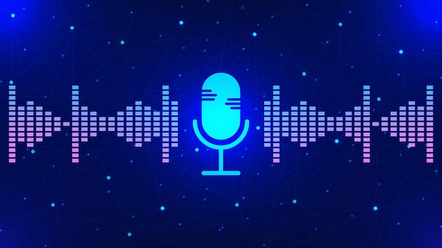 Vector fondo de grabación digital de podcast con concepto de diseño de tecnología de voz