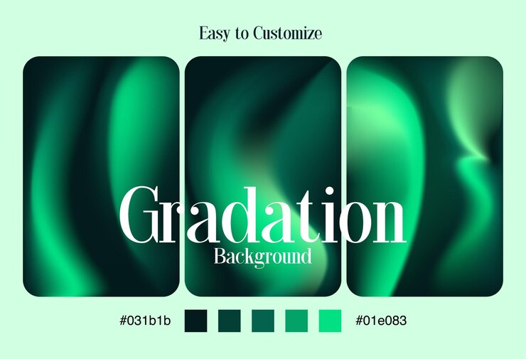Fondo de gradación de brillo verde profundo Conjunto de fluido futurista Resumen