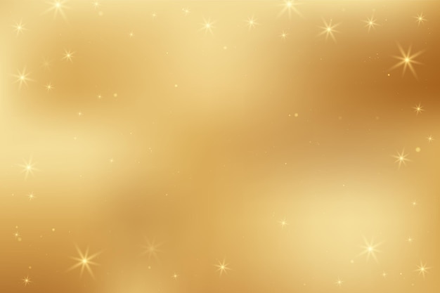 Fondo de gradiente abstracto dorado con luces brillantes y estrellas