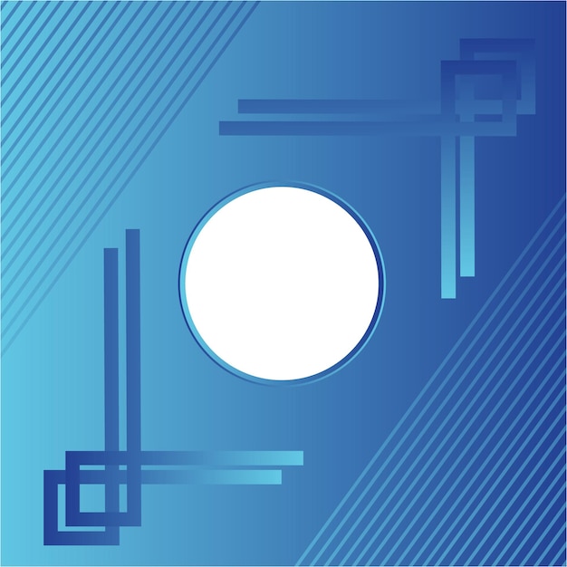 Fondo de gradiente azul con marco blanco Línea y pequeño gradiente abstracto de forma cuadrada