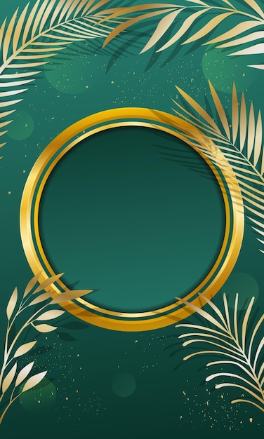 Fondo de gradiente de lujo con marco vacío Fondo de decoración de follaje dorado de lujo