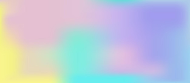 Fondo de gradiente de malla de arco iris holográfico pastel en tonos rosados suaves amarillos y azules Un futurista
