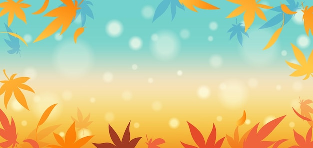 Fondo de gradiente de otoño con diseño de otoño y elementos florales hojas Set de plantillas para publicaciones en redes sociales y volantes promocionales Ilustración vectorial