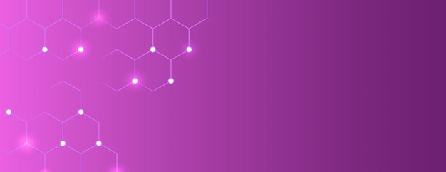Fondo de gradiente púrpura con fondo vectorial de patrón hexagonal digital