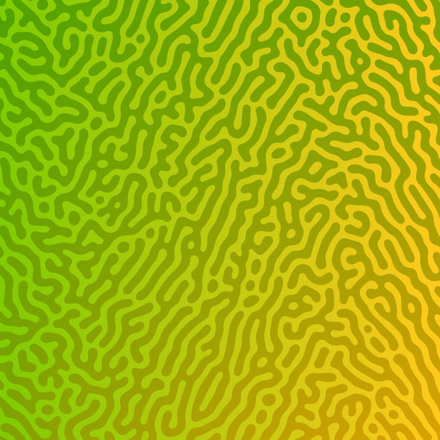 Fondo de gradiente de reacción de Turing verde. Patrón de difusión abstracto con formas caóticas. ilustración vectorial